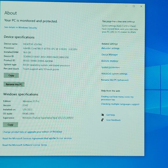 Dell Optiplex 9020 AIO i7-4770S 16GB 256SSD Touchscreen - Picture 7 of 7